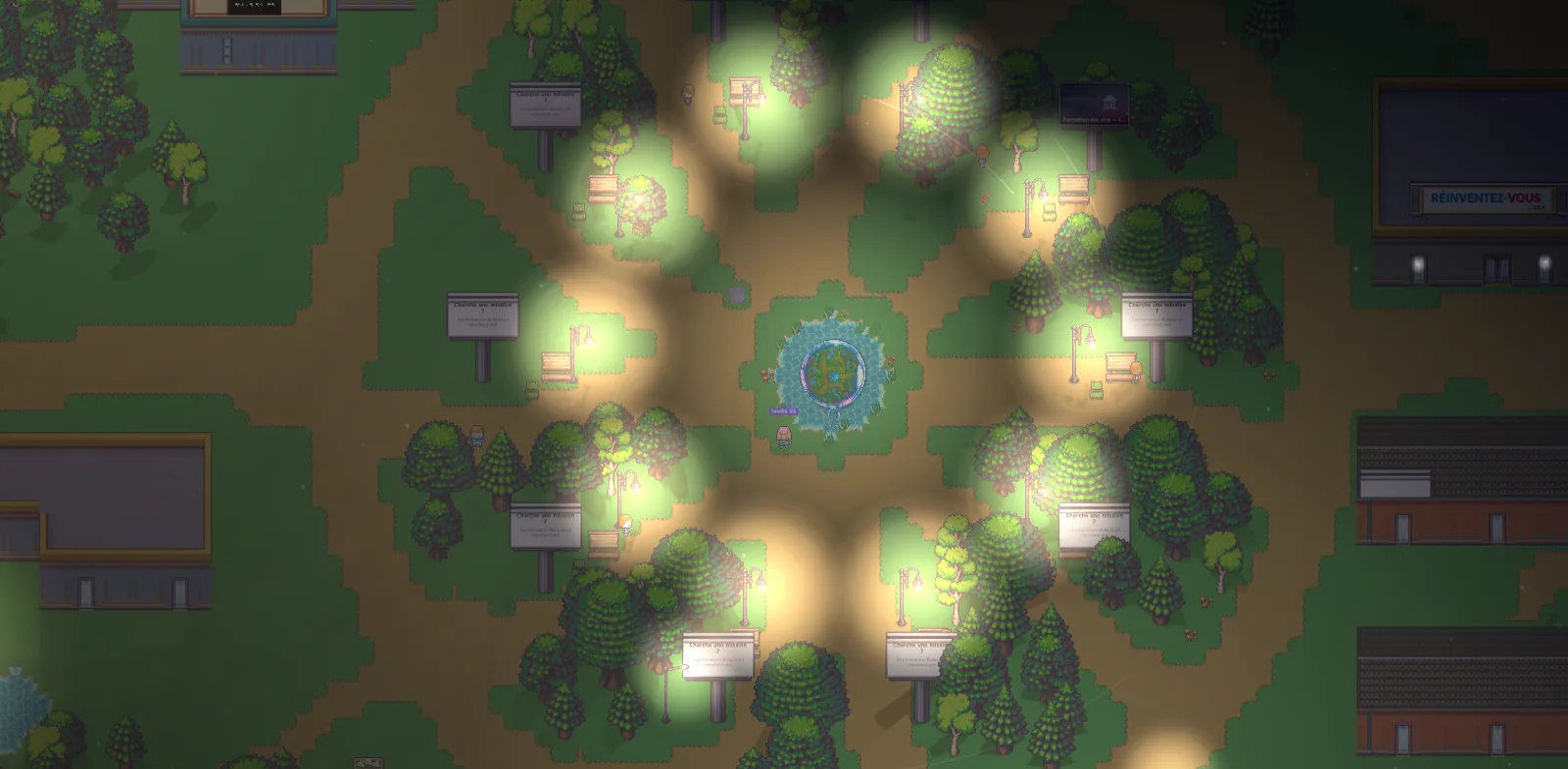 Le Campus Bullaria vu de haut, la nuit